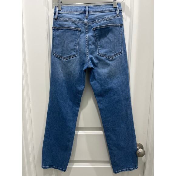 FRAME Le High High-Rise Distressed Stretch Straight-Leg Jeans Sz 27 - Picture 11 of 12